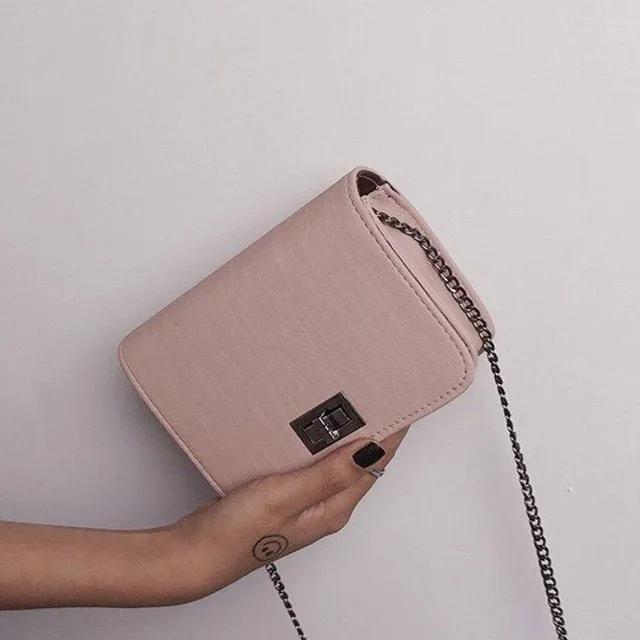 New Fashion Women Shoulder Bags PU Leather Lock Flap Handbag Chain Wild Crack Printing Plaid Lady Mini Messenger Bag