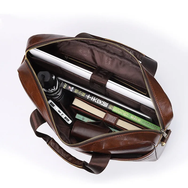 New leather men briefcase Leather Messenger Bag