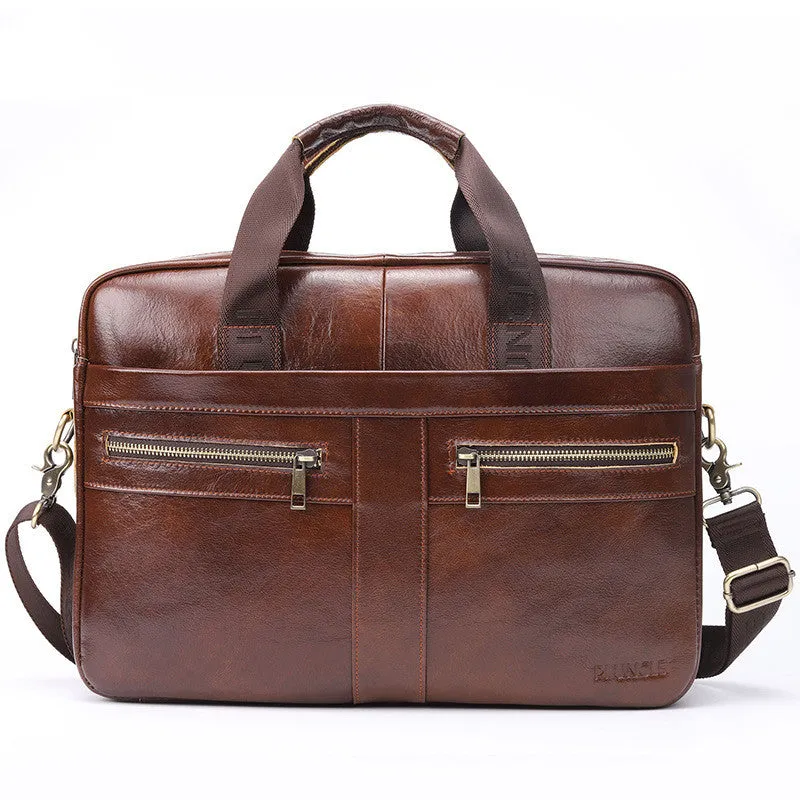 New leather men briefcase Leather Messenger Bag