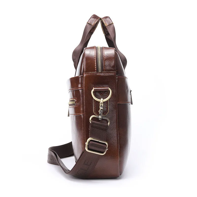 New leather men briefcase Leather Messenger Bag