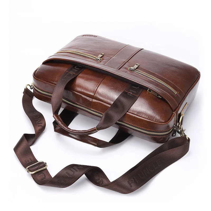 New leather men briefcase Leather Messenger Bag