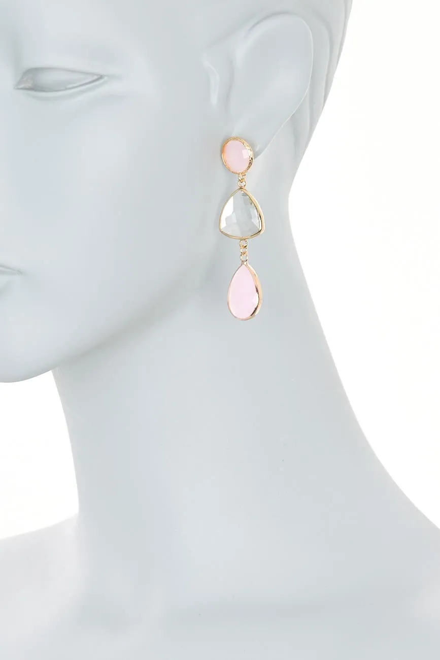 New Nordstrom Panacea Rose Clear Crystal Linear Drop Earrings! 14K gold plated base metal, glass crystal