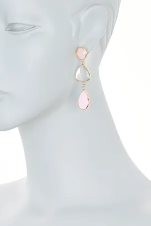 New Nordstrom Panacea Rose Clear Crystal Linear Drop Earrings! 14K gold plated base metal, glass crystal