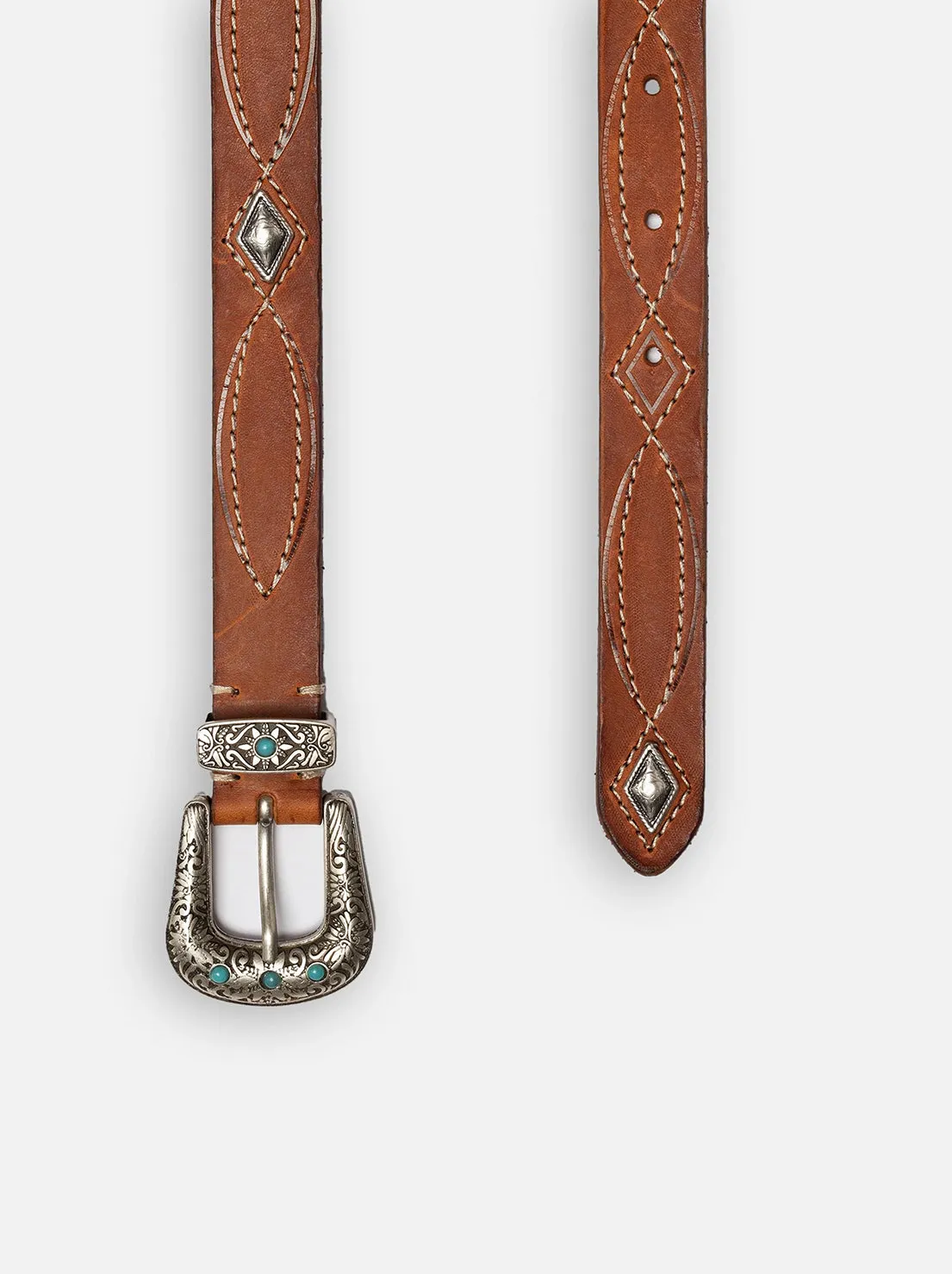 Nudie - Western Embellished Belt - Toffee Brown