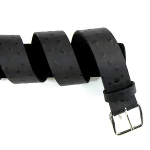 OL12B  1 1/2" Ostrich Print Belt- Black