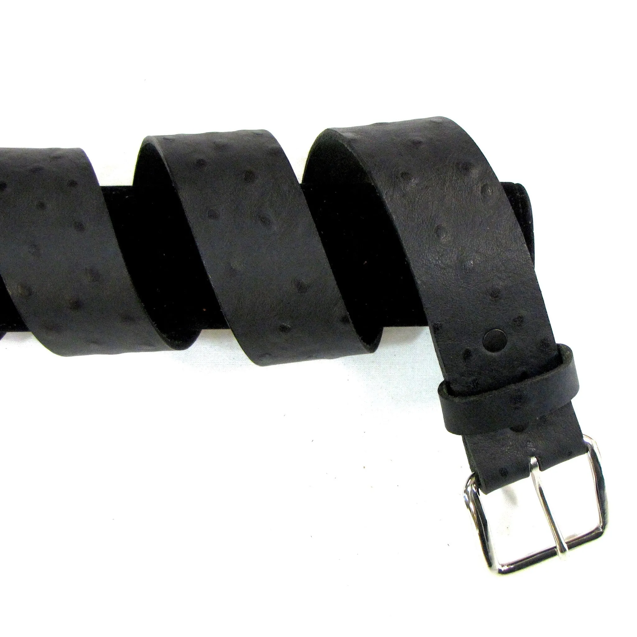 OL12B  1 1/2" Ostrich Print Belt- Black