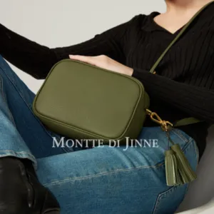 Olive Green Leather Bag Two Tassels