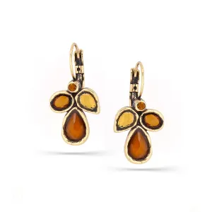 ORANGE AND YELLOW CRYSTAL DROP  EARRINGS #160BR3601