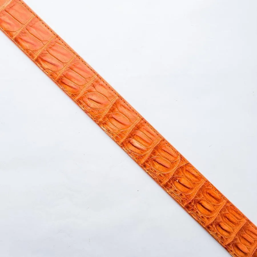 Orange Genuine Crocodile Skin Leather Mens Belts