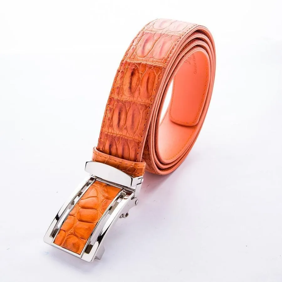 Orange Genuine Crocodile Skin Leather Mens Belts