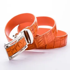 Orange Genuine Crocodile Skin Leather Mens Belts