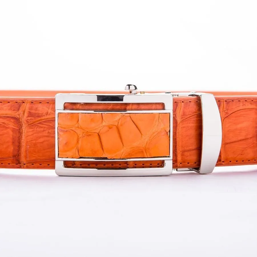Orange Genuine Crocodile Skin Leather Mens Belts