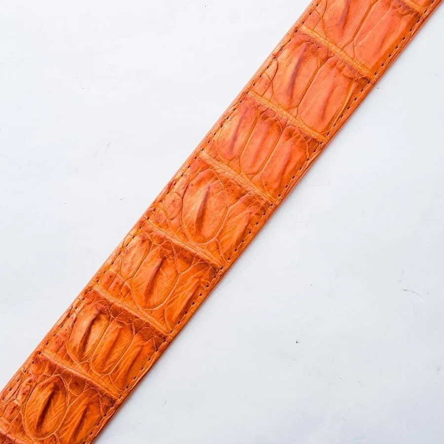 Orange Genuine Crocodile Skin Leather Mens Belts