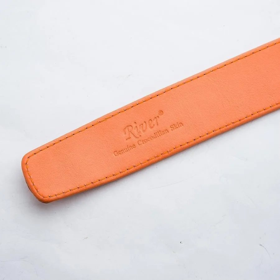 Orange Genuine Crocodile Skin Leather Mens Belts