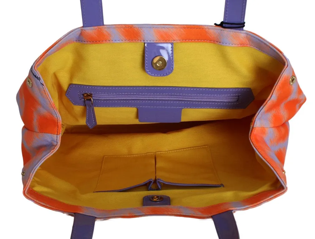 Orange Purple Strass Hand Shopping Tote Bag