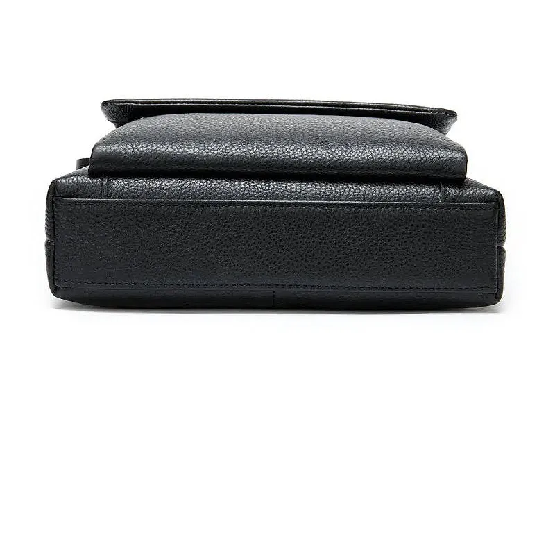 OSKA Men's Shoulder Postman Top Genuine Leather Bag - Black