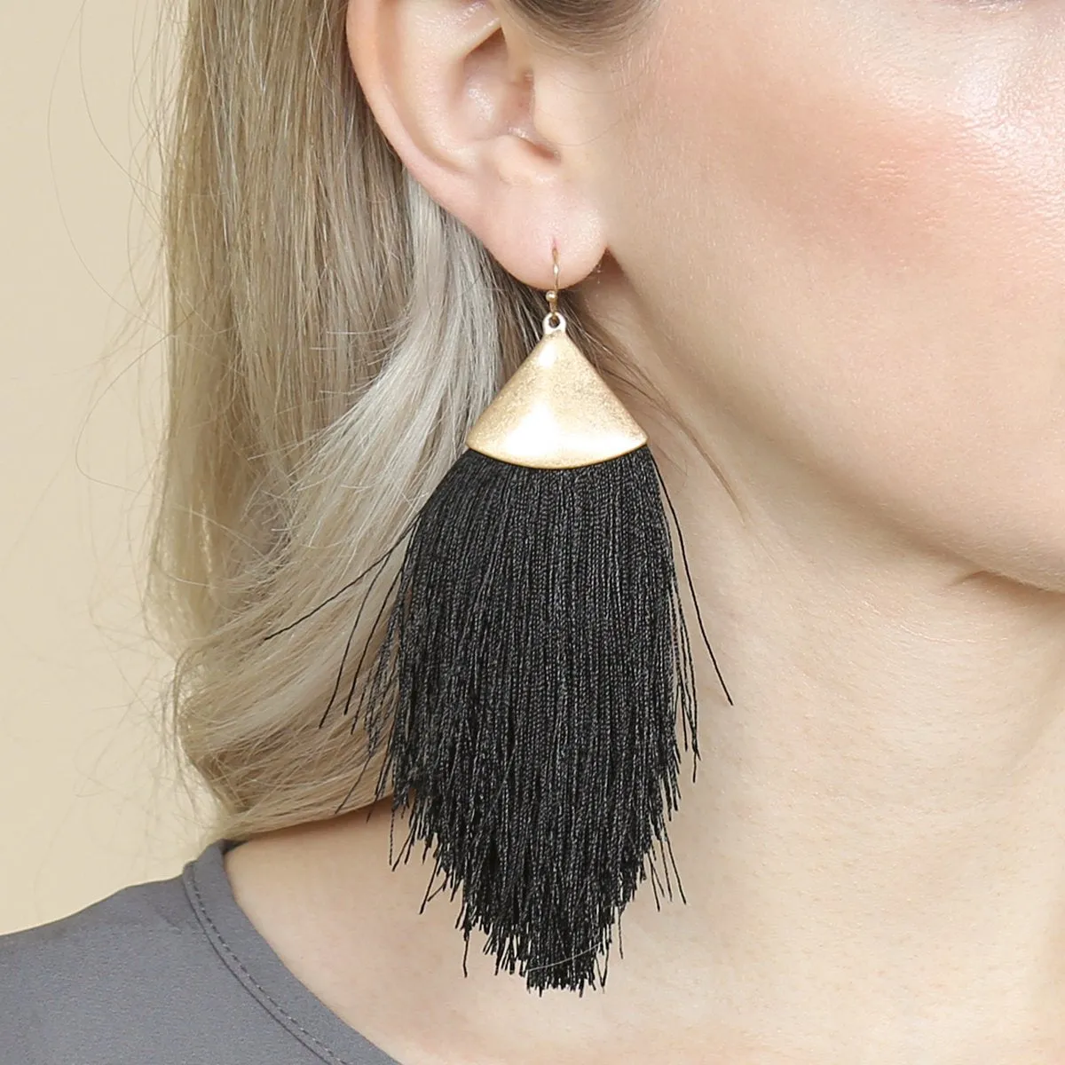 Oversized Tassel Drop Earrings- 6 Colors