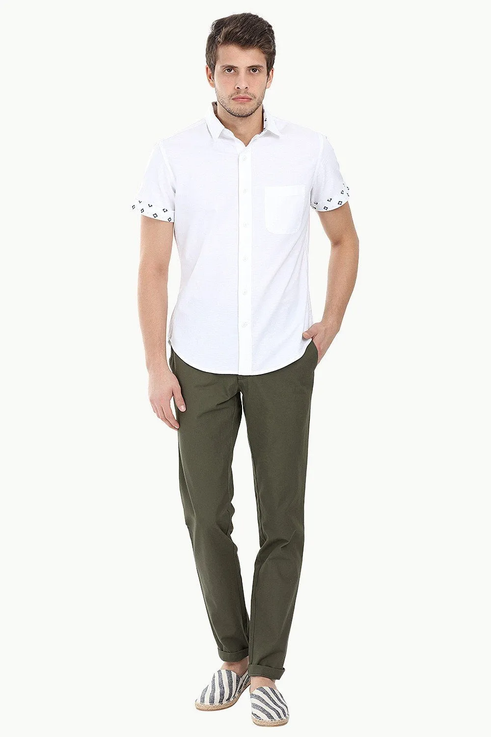 Oxford Ikat Print Detail Shirt