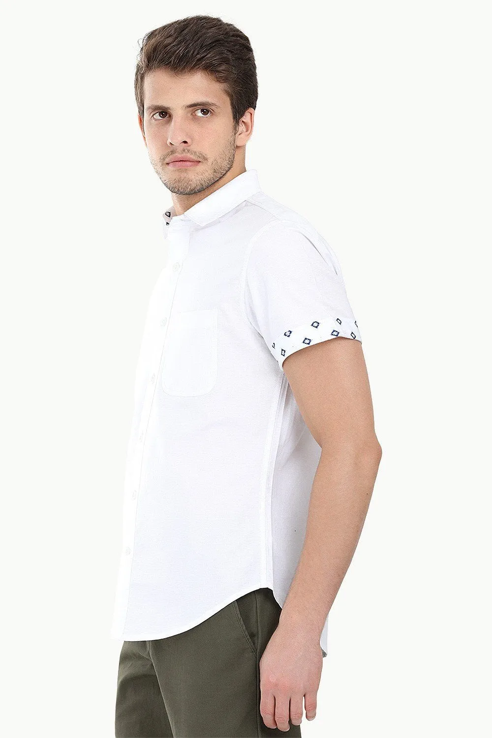 Oxford Ikat Print Detail Shirt