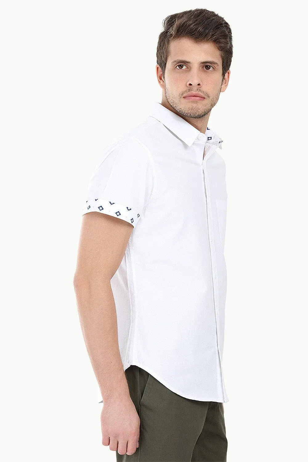 Oxford Ikat Print Detail Shirt
