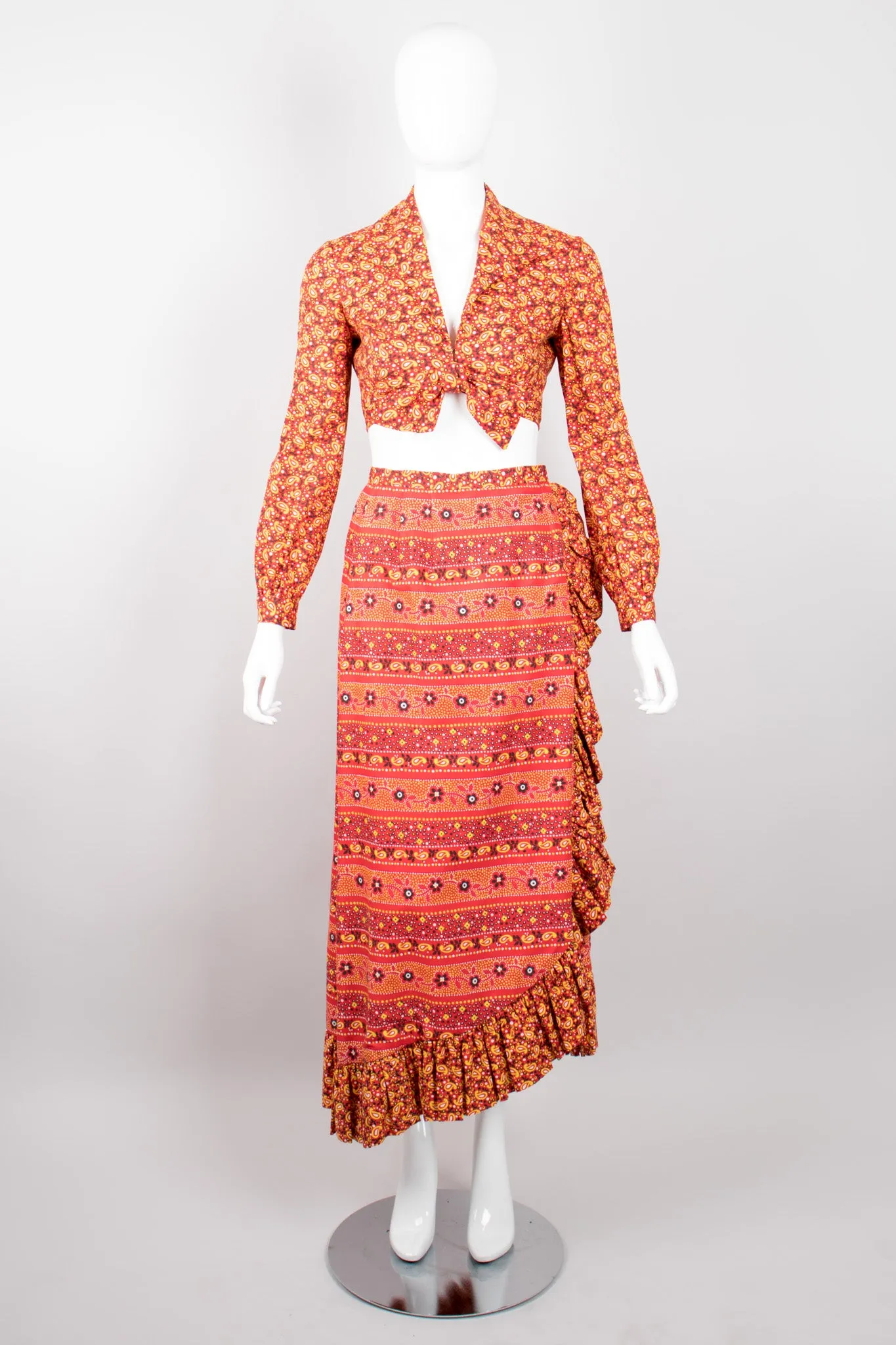 Paisley Tie Top & Ruffle Skirt Set