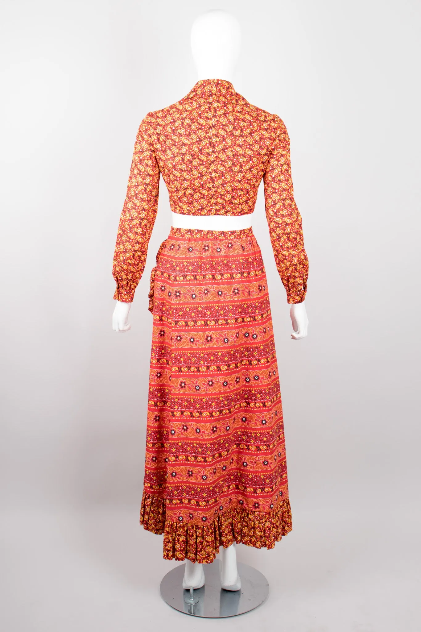 Paisley Tie Top & Ruffle Skirt Set