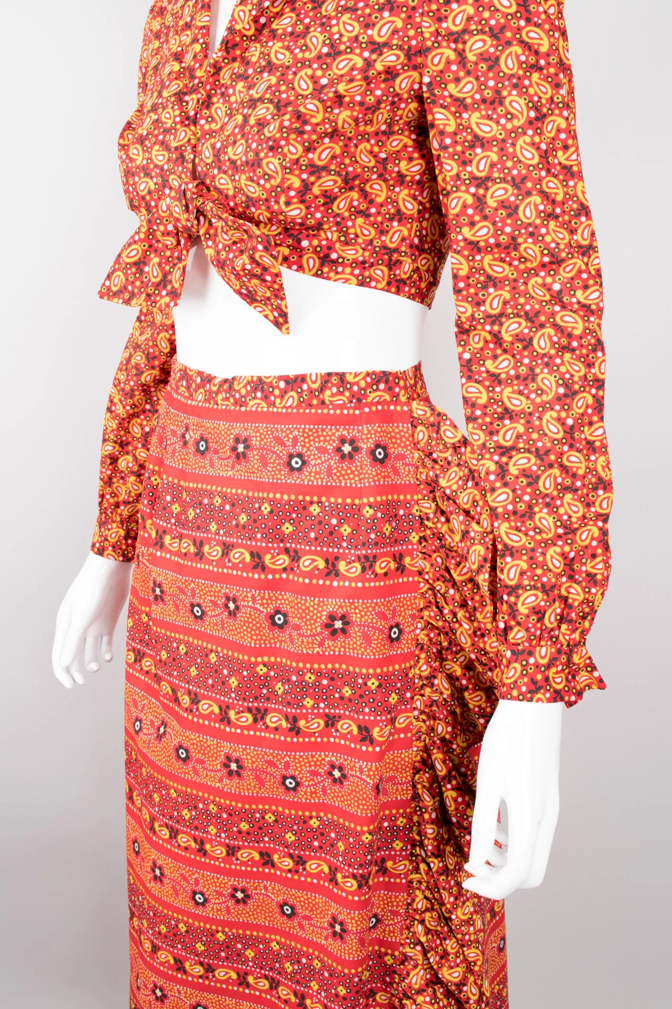 Paisley Tie Top & Ruffle Skirt Set