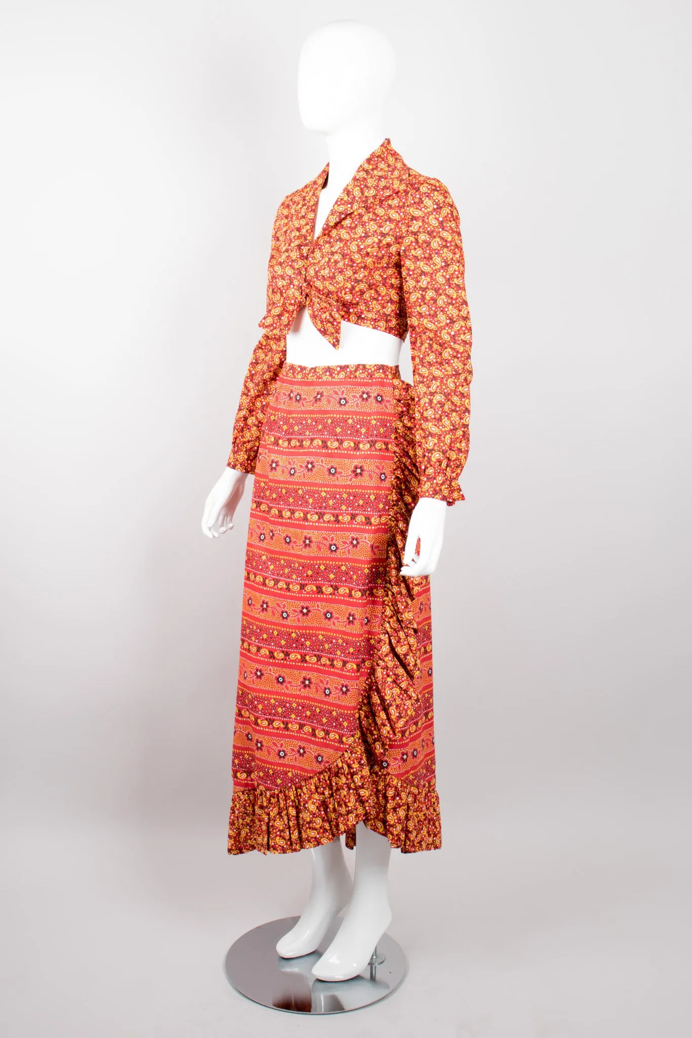 Paisley Tie Top & Ruffle Skirt Set