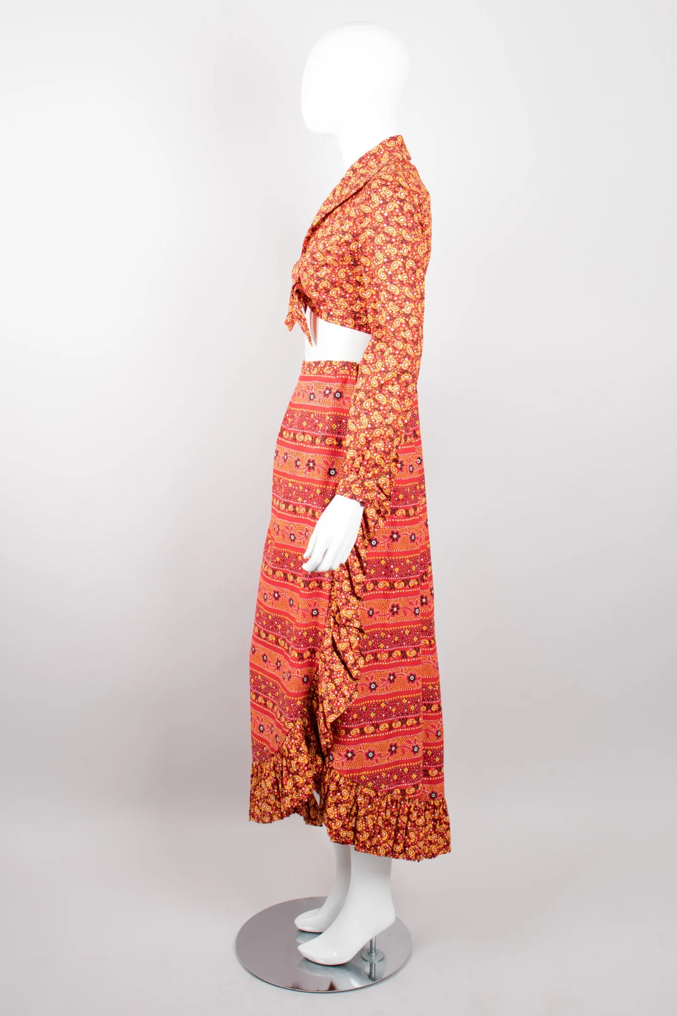 Paisley Tie Top & Ruffle Skirt Set