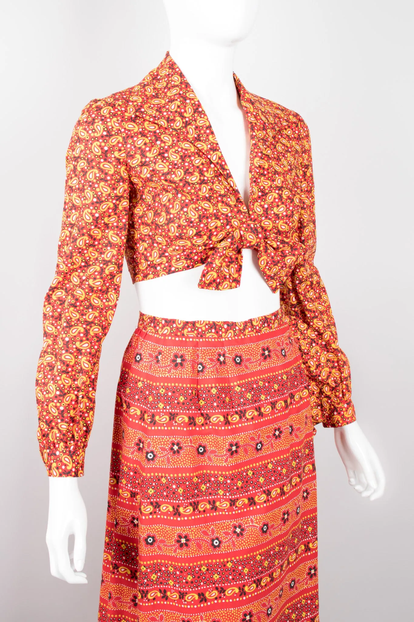 Paisley Tie Top & Ruffle Skirt Set