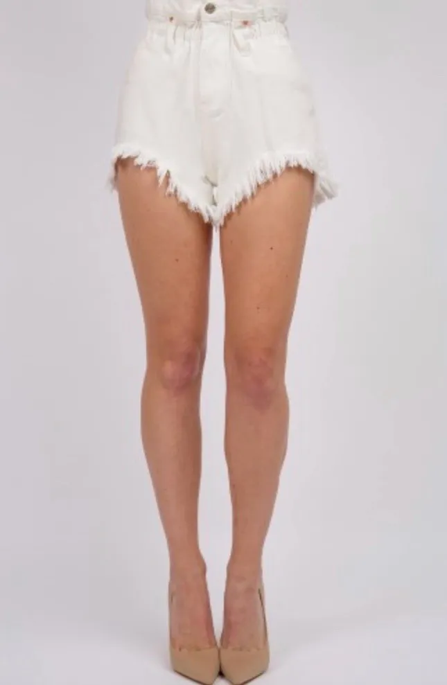 Paper Bag Waist Fray Hem Short