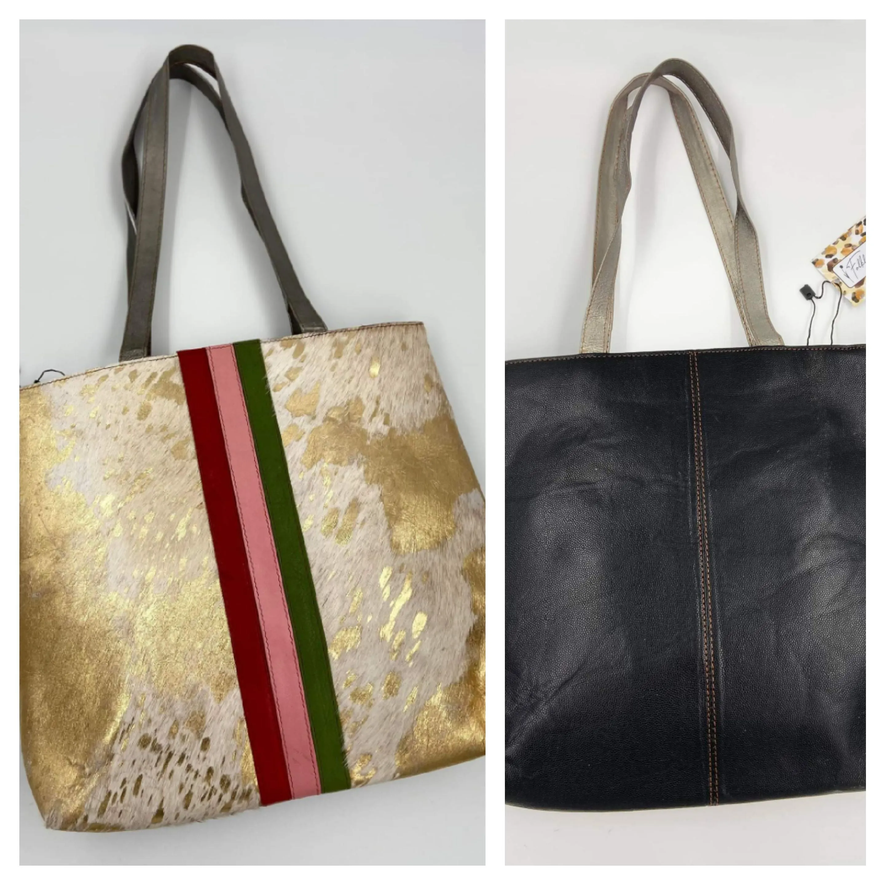 Perry Leather and Hair on Hide Tote Bag - Handmade and One of a Kind