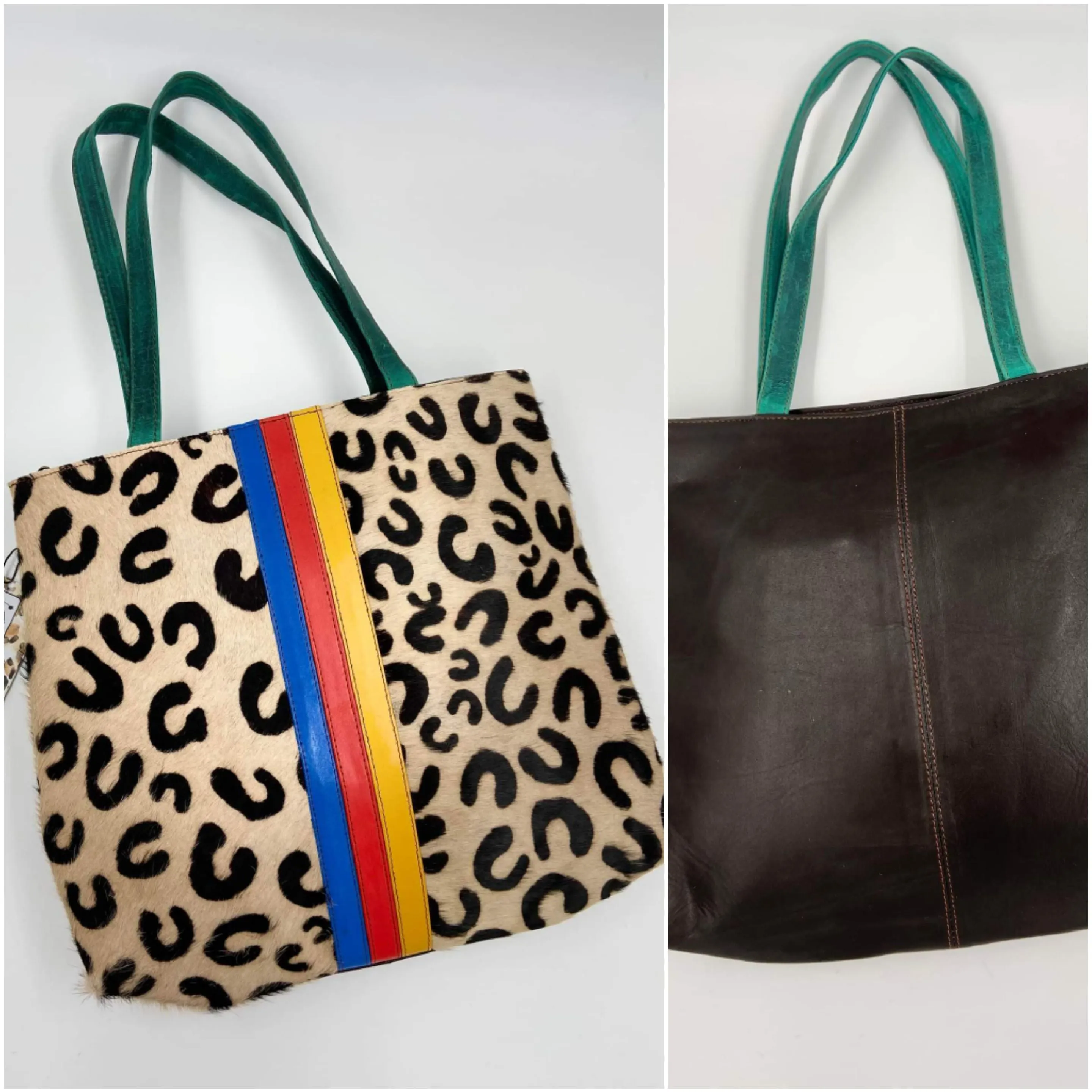 Perry Leather and Hair on Hide Tote Bag - Handmade and One of a Kind