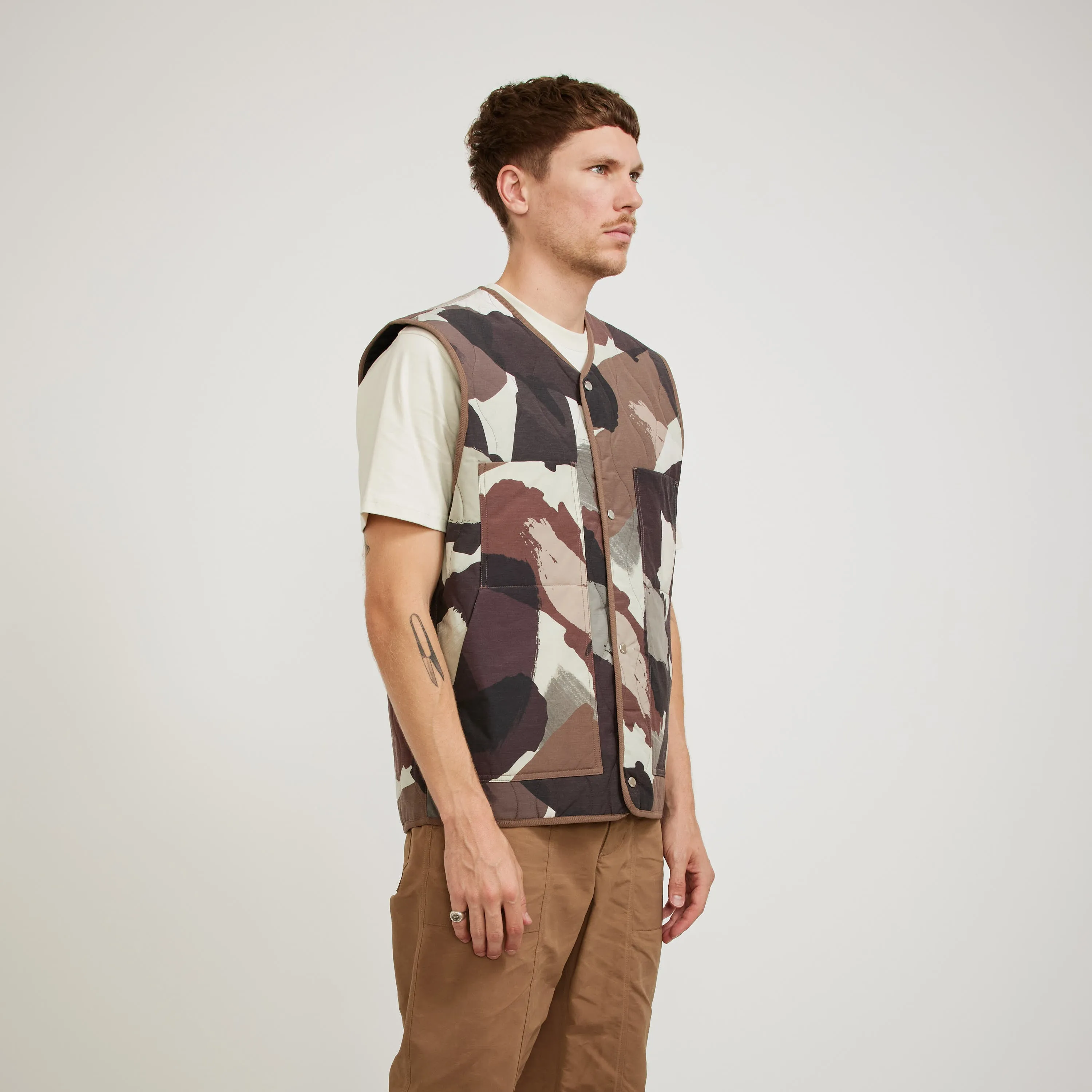 Peter Camo Nylon Insulated Vest Espresso