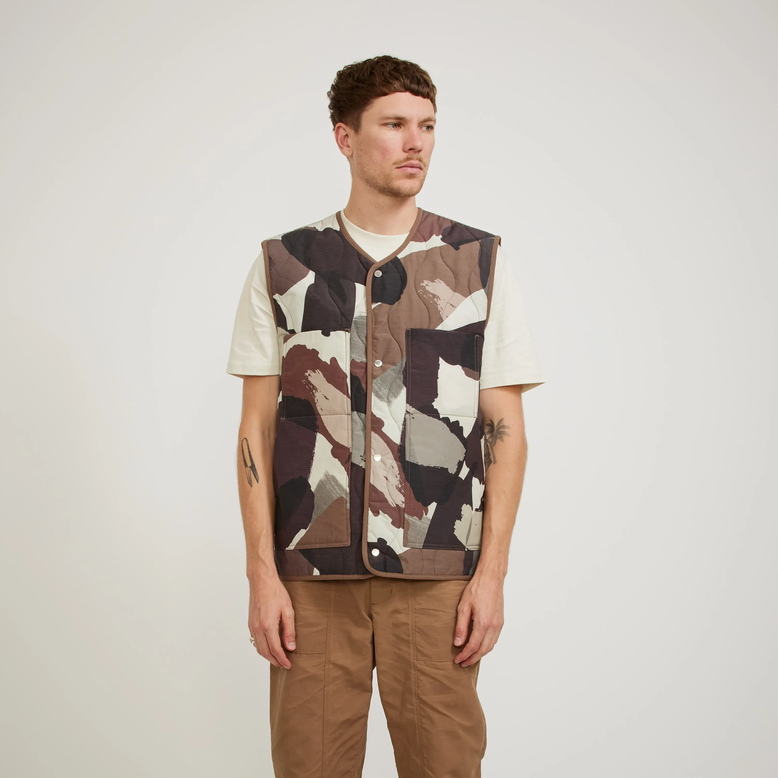 Peter Camo Nylon Insulated Vest Espresso
