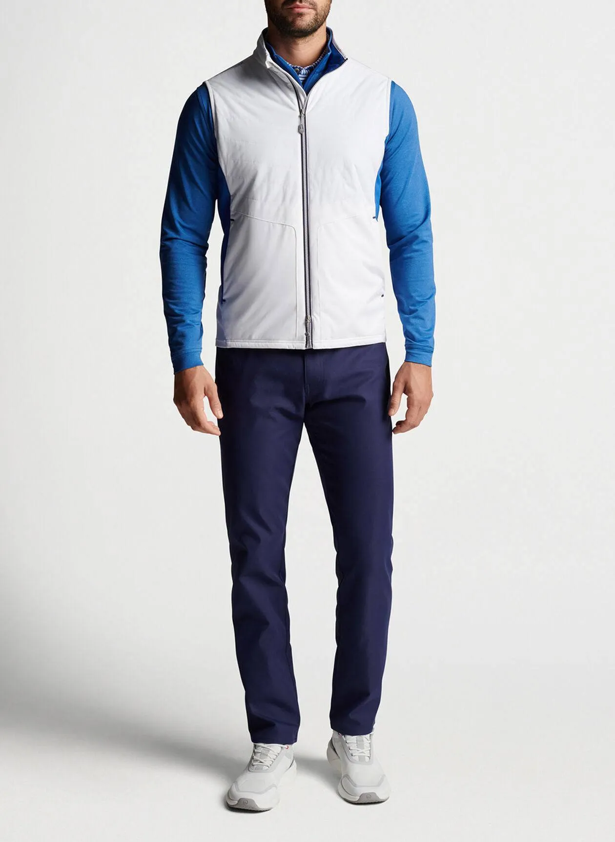 Peter Millar Mens Fuse Elite Hybrid Vest - WHITE/STARBOARD BLUE