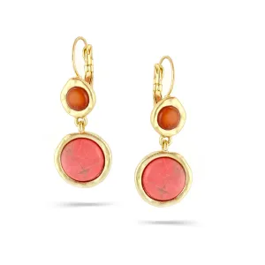 PINK AND ORANGE STONE DROP EARRINGS #209CR3501 (4F6)