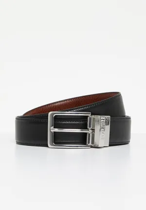 Polo Landon Coated Leather Belt - Black/Light Brown