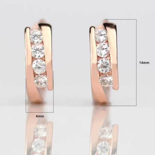 Princess 585 Rose Gold Earrings Natural Zircon Hanging Dangle Drop Earrings Jewelry
