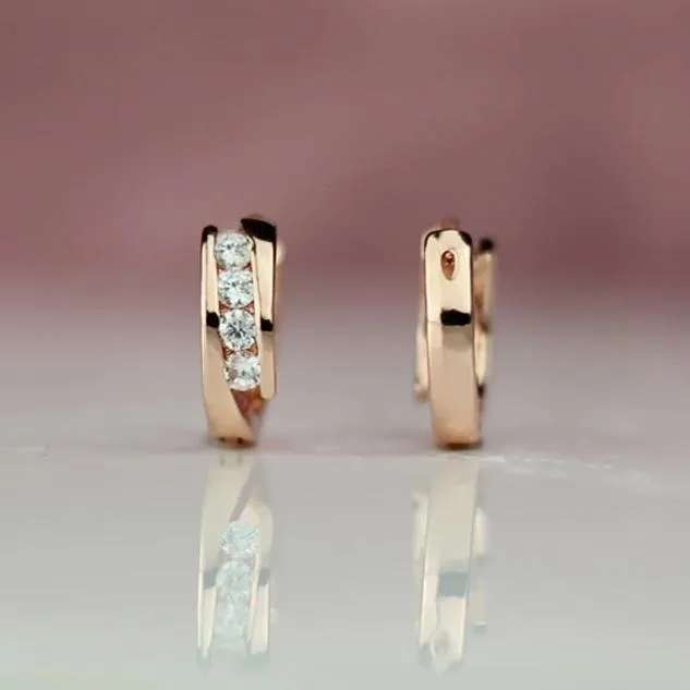 Princess 585 Rose Gold Earrings Natural Zircon Hanging Dangle Drop Earrings Jewelry
