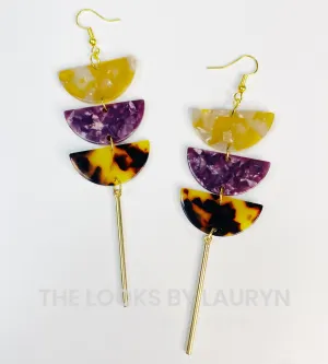 Purple and Gold Triple Dip Earrings