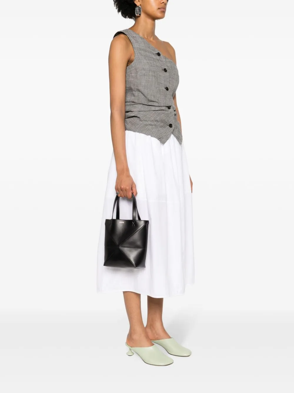 Puzzle fold mini leather tote