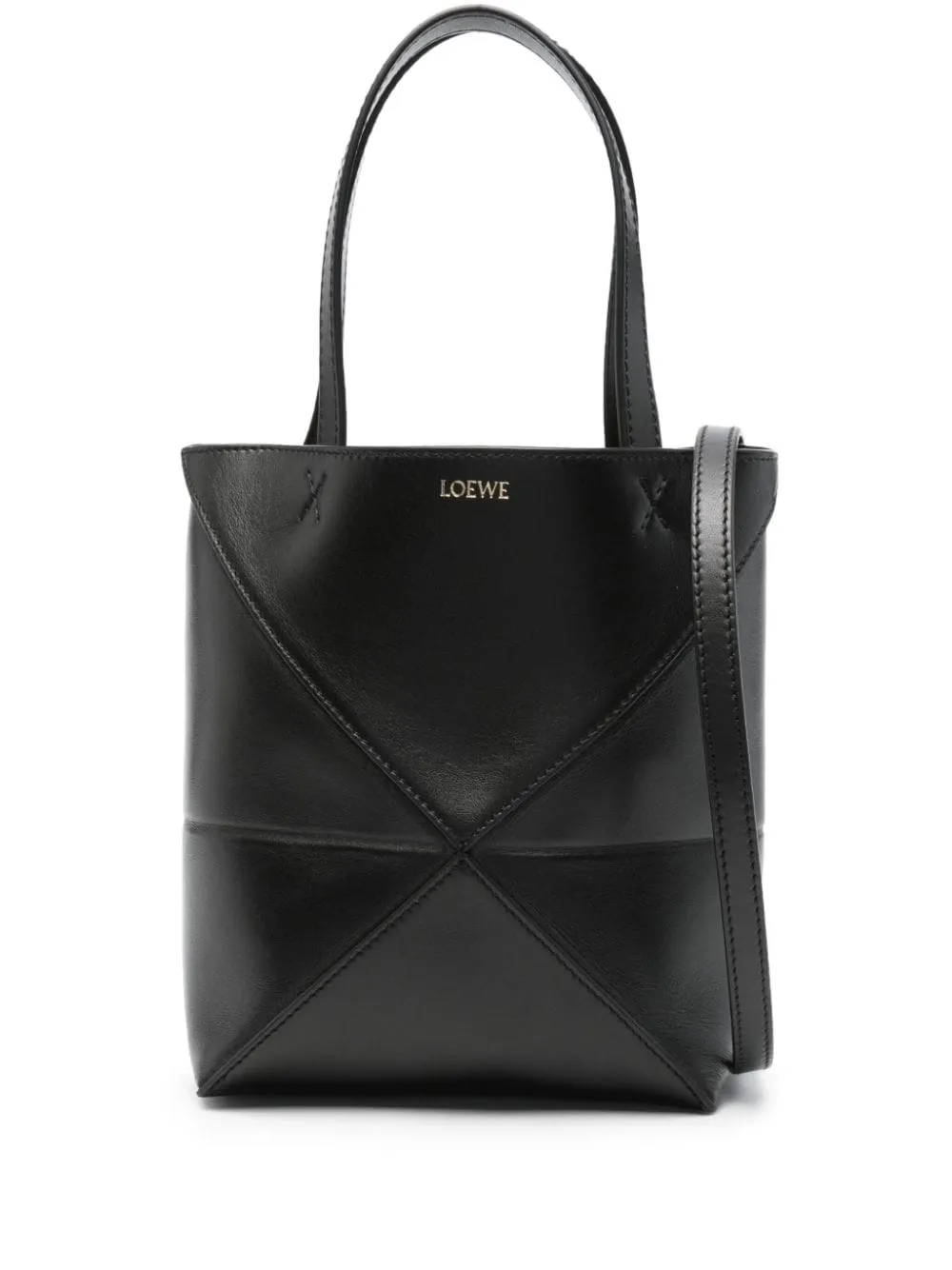 Puzzle fold mini leather tote