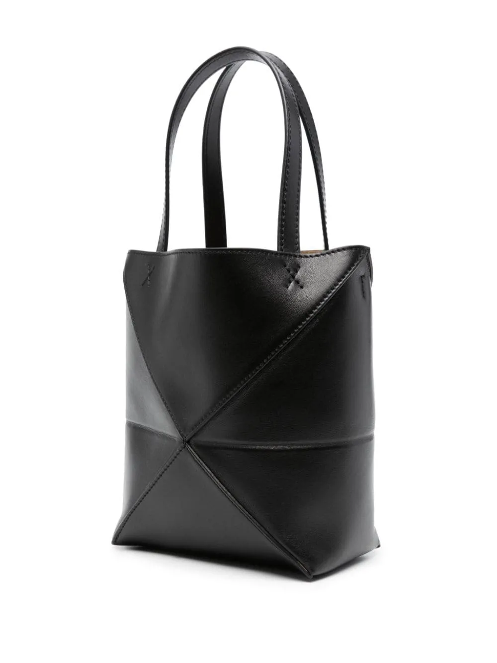 Puzzle fold mini leather tote