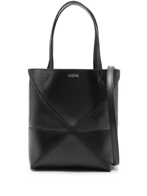 Puzzle fold mini leather tote