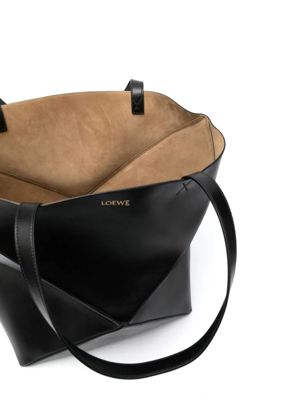 Puzzle fold xl leather tote bag