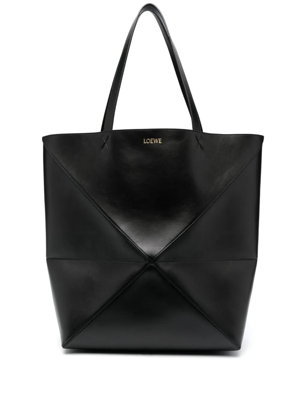 Puzzle fold xl leather tote bag