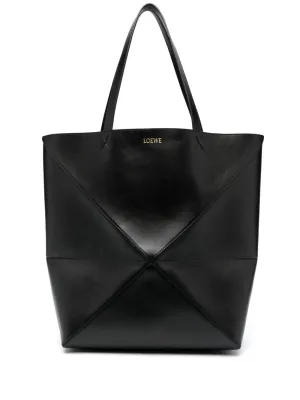 Puzzle fold xl leather tote bag