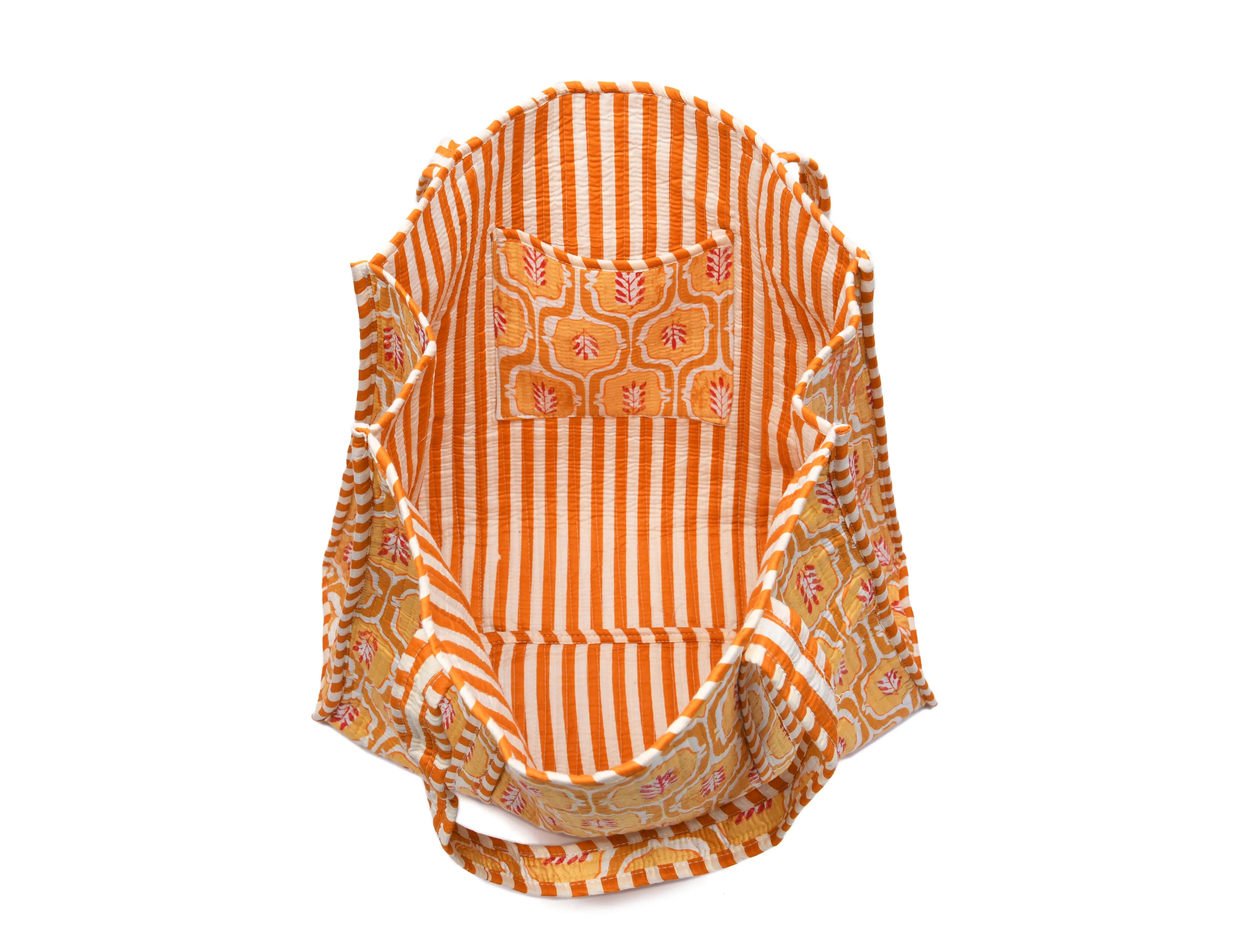 Quilted Cotton  Tote Bags - Light Yellow