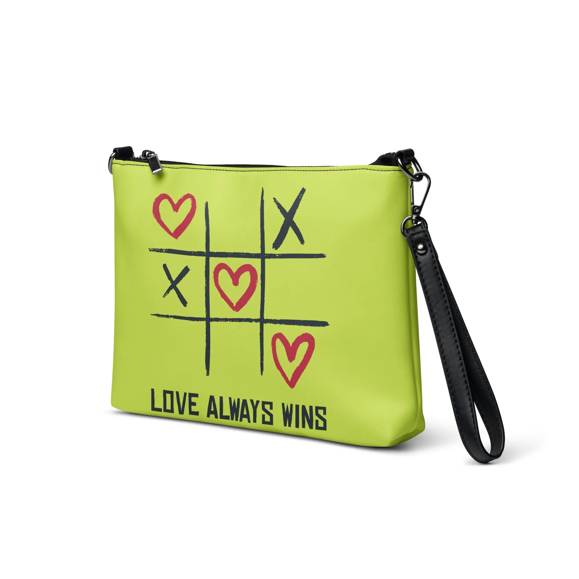 "LOVE ALWAYS WINS" BY XCLUSIF POETIX LIGHT GREEN Crossbody bag